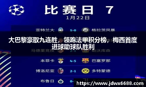 大巴黎豪取九连胜，领跑法甲积分榜，梅西首度进球助球队胜利