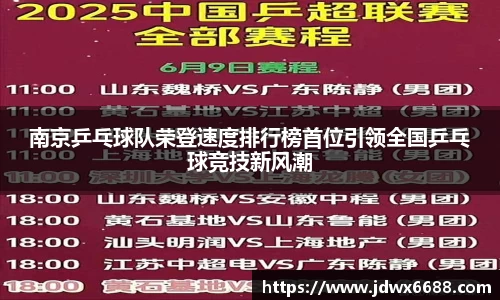 南京乒乓球队荣登速度排行榜首位引领全国乒乓球竞技新风潮